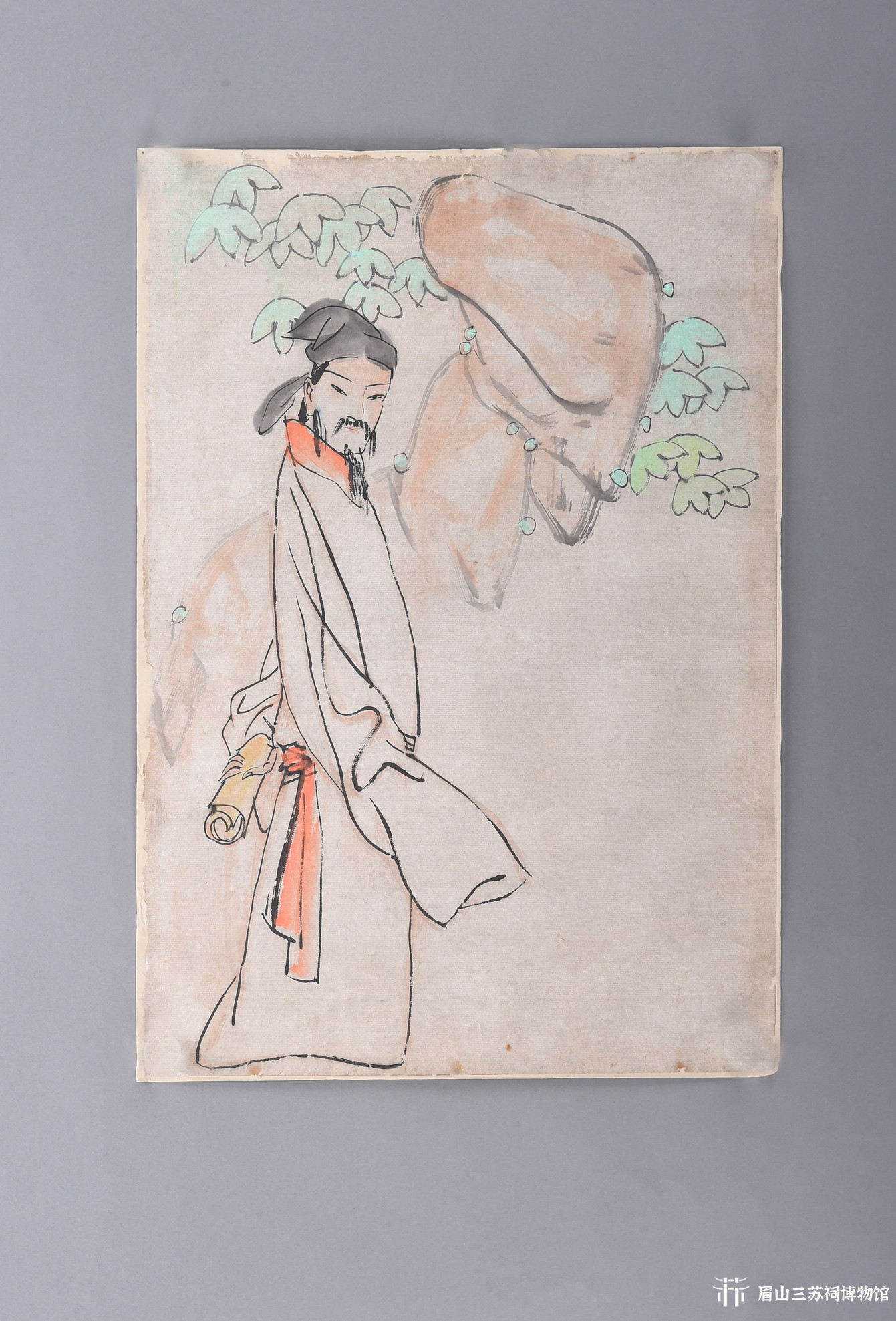 现代佚名黄庭坚像条幅